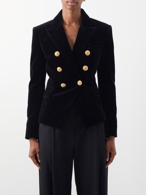Balmain - Double-breasted Velvet Jacket - Womens - Black