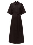 Matchesfashion.com Raey - Dolman Sleeve Silk Blend Shirtdress - Womens - Black