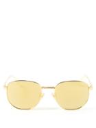 Bottega Veneta - Oversized Round Mirrored Metal Sunglasses - Womens - Gold