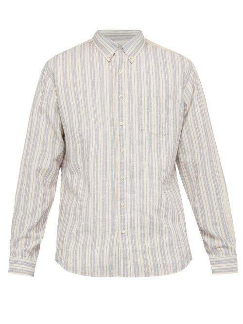 Matchesfashion.com Schnayderman's - Striped Cotton Blend Shirt - Mens - White Multi