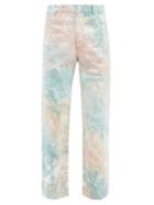 Matchesfashion.com Eckhaus Latta - Marble-print Wide-leg Jeans - Mens - Multi