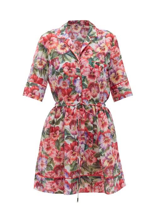 Matchesfashion.com Dolce & Gabbana - Violet-print Cotton-blend Cover Up - Womens - Pink Print