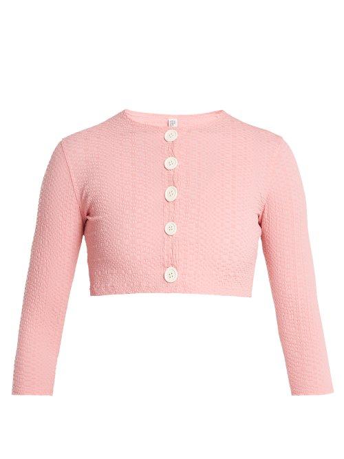 Matchesfashion.com Lisa Marie Fernandez - Seersucker Cardigan - Womens - Pink