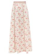 Emporio Sirenuse - Camille Embroidered Floral Cotton-voile Skirt - Womens - Pink Floral