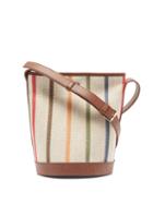 Matchesfashion.com A.p.c. - Hlne Leather And Striped Canvas Bucket Bag - Womens - Tan Multi