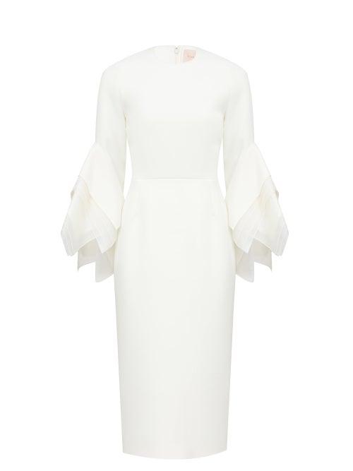 Matchesfashion.com Roksanda - Ronda Fluted-cuff Cady Dress - Womens - Ivory