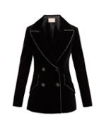 Matchesfashion.com Christopher Kane - Double Breasted Bead Embellished Velvet Blazer - Womens - Black