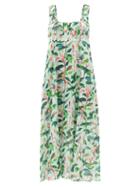 Ladies Rtw Galanthya - Rosario Oceania Floral-print Cotton Dress - Womens - Green Print