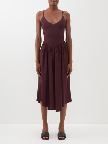 Khaite - Mila Basque-waist Ponte Di Roma-jersey Dress - Womens - Chocolate