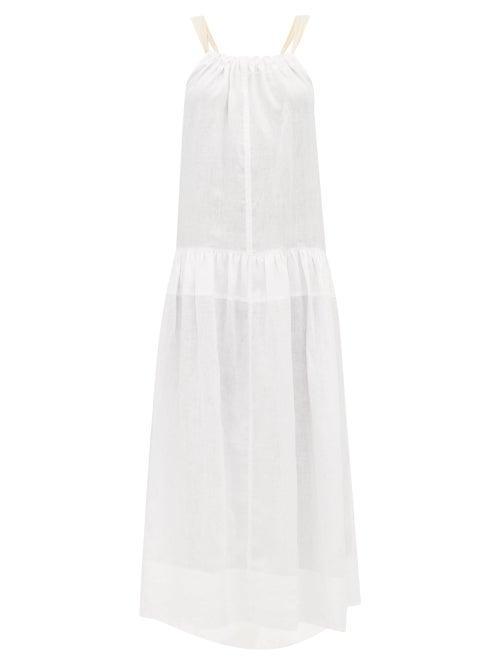 Matchesfashion.com Lee Mathews - Hana Open Back Linen Maxi Dress - Womens - Ivory