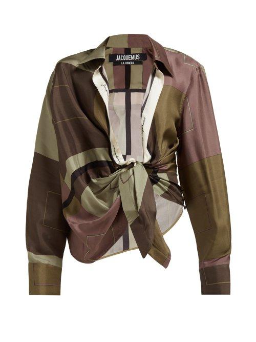 Matchesfashion.com Jacquemus - Bahai Silk Faille Blouse - Womens - Green Multi
