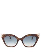 Matchesfashion.com Fendi - Havana Tortoiseshell Acetate Cat Eye Sunglasses - Womens - Brown