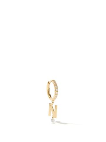Ladies Fine Jewellery Persee - Alphabet Diamond & 18kt Gold N-z Single Earring - Womens - Yellow Gold