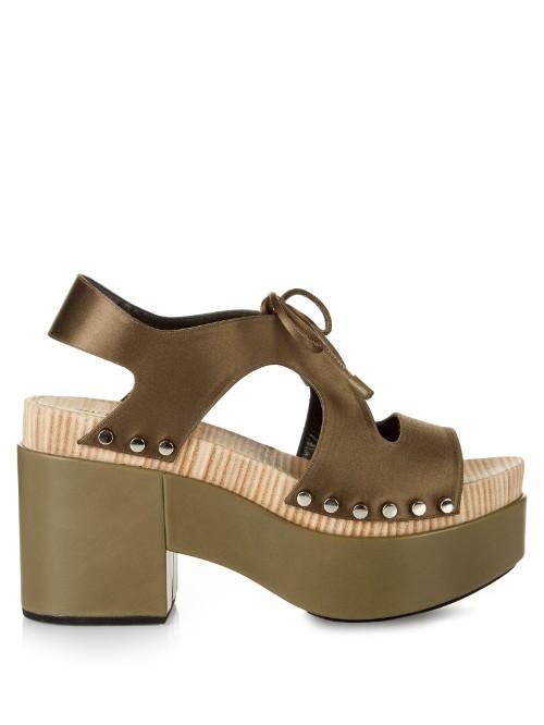 Balenciaga Cut-out Satin Platform Sandals