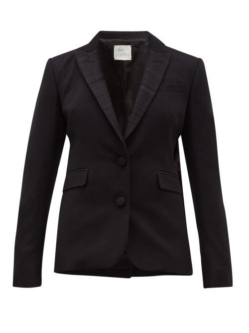 Matchesfashion.com Hillier Bartley - Barathea Wool Blend Tuxedo Jacket - Womens - Black