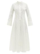 Matchesfashion.com Three Graces London - Connie Broderie-anglaise Midi Shirt Dress - Womens - White