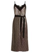 Maison Rabih Kayrouz Floral-brocade Tie-waist Midi Dress