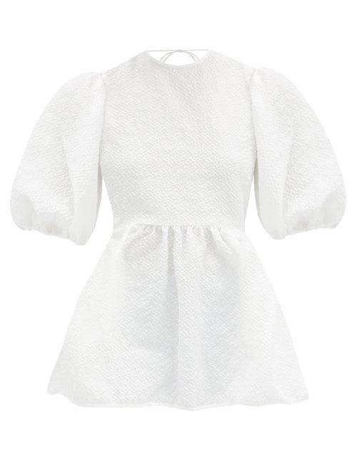 Matchesfashion.com Cecilie Bahnsen - Lulu Low-back Frost-cloqu Blouse - Womens - White