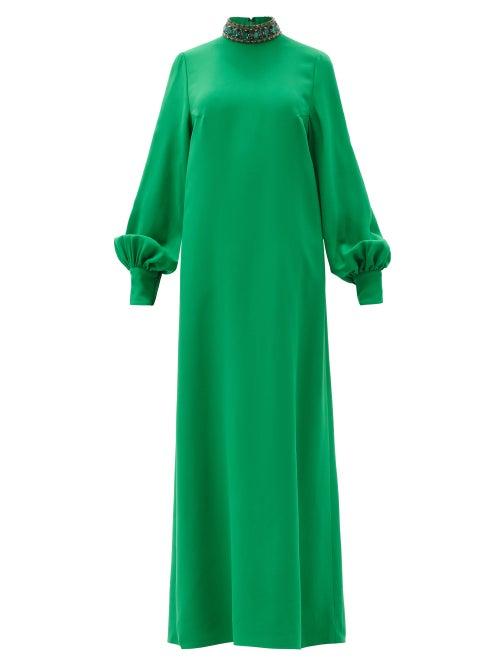 Matchesfashion.com Andrew Gn - Crystal-embellished Crepe Gown - Womens - Green