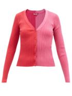 Staud - Cargo Bi-colour Metallic-knit Cardigan - Womens - Pink Multi
