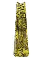 Matchesfashion.com Halpern - Abstract-print Trapeze Crepe Maxi Dress - Womens - Yellow Print