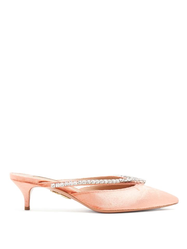 Aquazzura Sabine 45 Velvet Backless Loafers