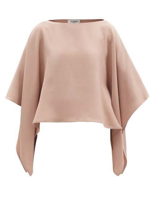 Matchesfashion.com Valentino - Boat-neck Silk-crepe Kaftan Top - Womens - Beige