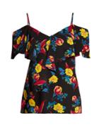 Diane Von Furstenberg Silese Floral-print Cold-shoulder Silk Top