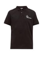 Matchesfashion.com Moncler - Logo Print Cotton Piqu Polo Shirt - Mens - Black