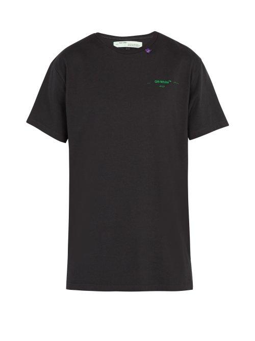 Matchesfashion.com Off-white - Dots Graphic Printed Cotton Jersey T Shirt - Mens - Black