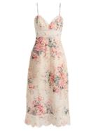 Matchesfashion.com Zimmermann - Laelia Floral Print Broderie Anglaise Dress - Womens - Cream Multi
