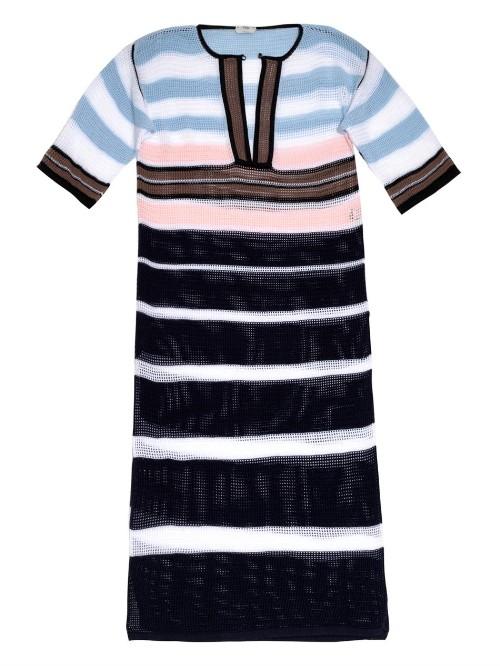 Fendi Striped Crochet Long Kaftan