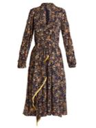 Adam Lippes Deep V-neck Floral-print Silk Midi Dress