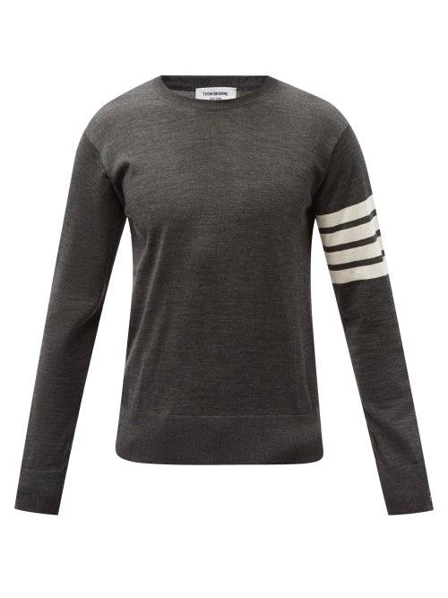 Thom Browne - Four Bar-intarsia Merino Sweater - Mens - Dark Grey