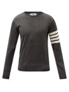Thom Browne - Four Bar-intarsia Merino Sweater - Mens - Dark Grey