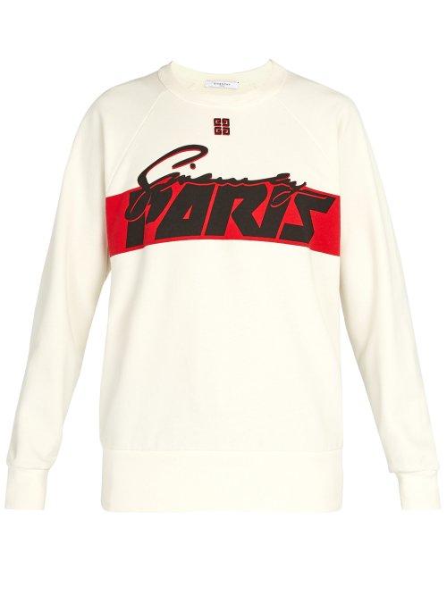 Matchesfashion.com Givenchy - Paris Print Cotton Sweatshirt - Mens - White
