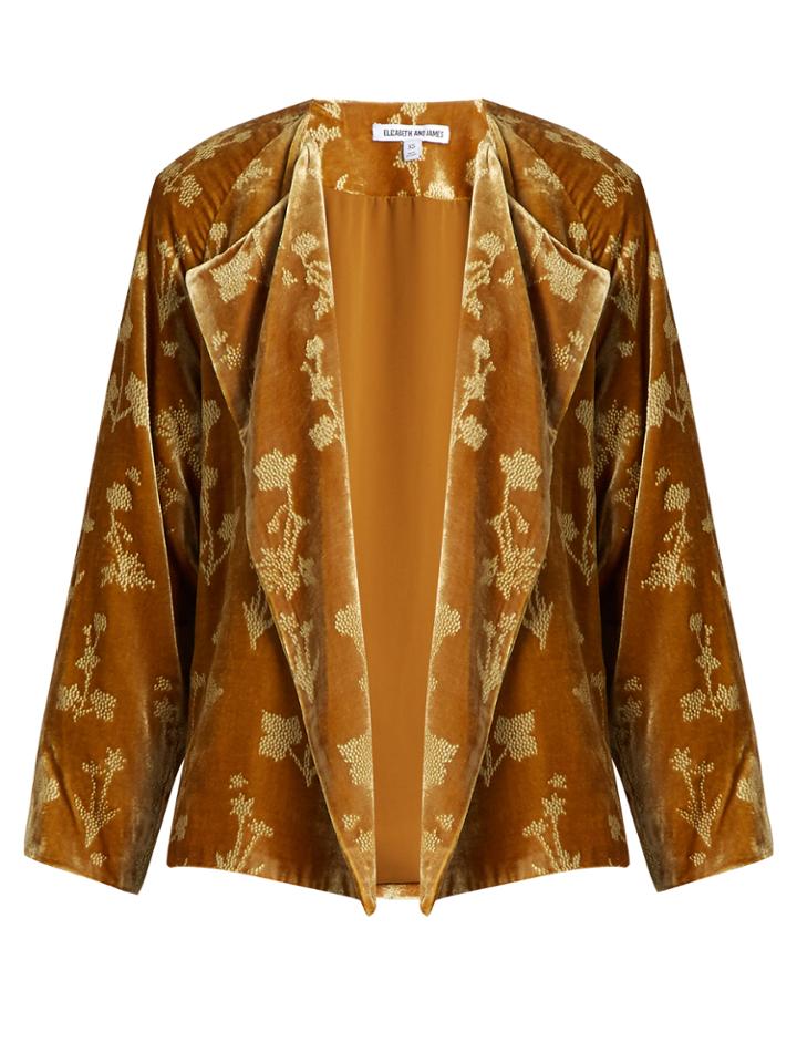 Elizabeth And James Audrey Floral-print Velvet Jacket