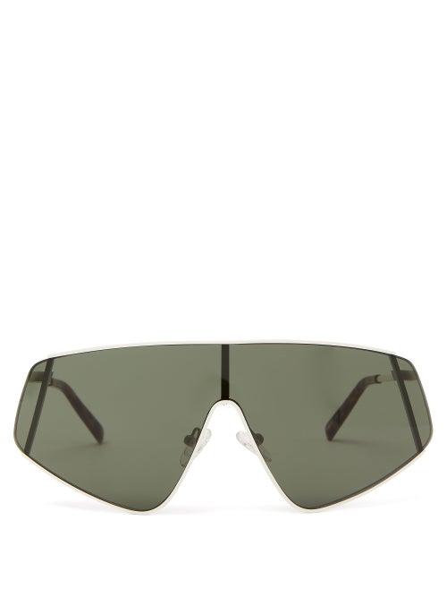 Matchesfashion.com Le Specs - Bladestunner Metal Flat-top Sunglasses - Womens - Khaki