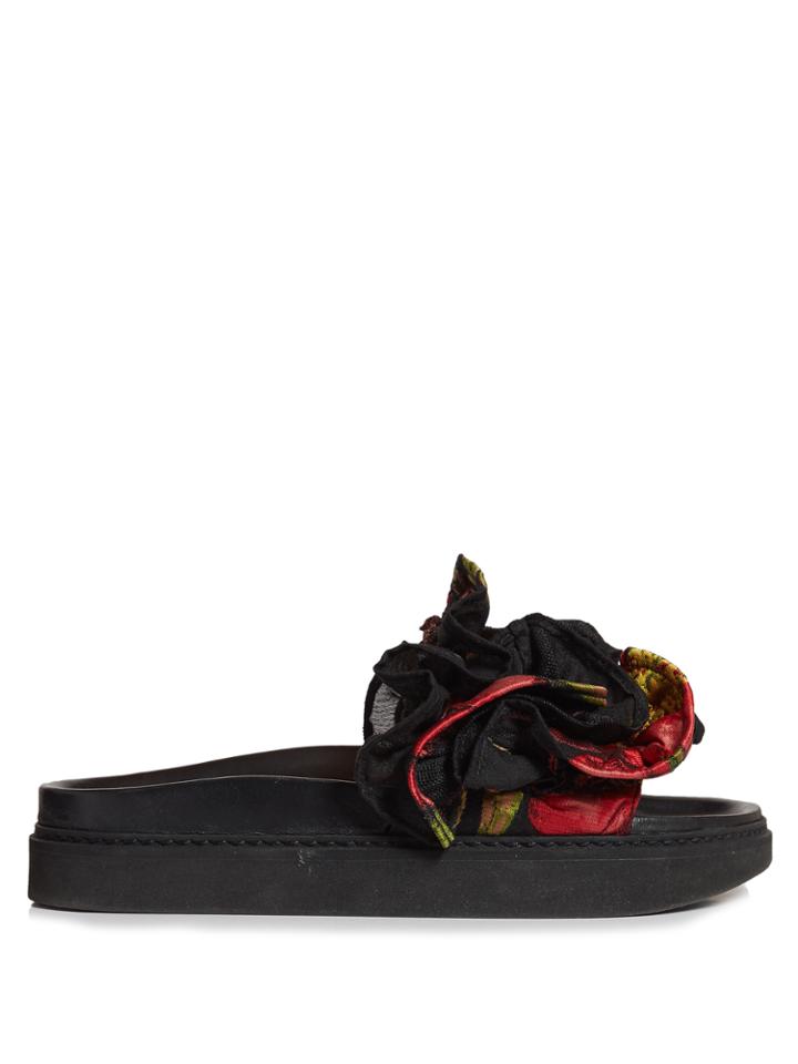 Simone Rocha Ruffled Floral-cloqu Slides