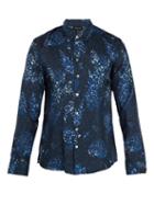 Matchesfashion.com Meng - Floral Print Silk Twill Pyjama Shirt - Mens - Blue
