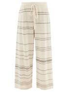 Lauren Manoogian - Striped Alpaca-blend Wide-leg Trousers - Womens - Black Cream