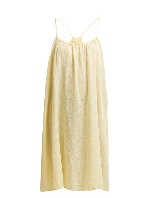 Matchesfashion.com Loup Charmant - Racer Back Cotton Slip Dress - Womens - Light Yellow