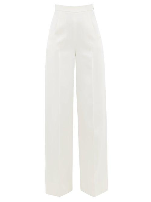 Matchesfashion.com Roland Mouret - Ward High-rise Satin Wide-leg Trousers - Womens - White