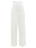 Matchesfashion.com Roland Mouret - Ward High-rise Satin Wide-leg Trousers - Womens - White