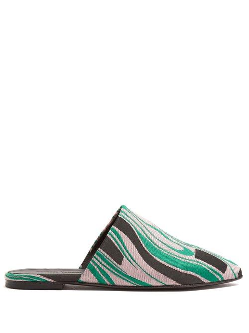 Matchesfashion.com Marques'almeida - Jacquard Backless Loafer - Womens - Green Multi