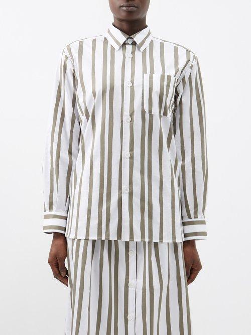A.p.c. - Sela Striped-cotton Shirt - Womens - Khaki White
