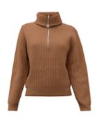Matchesfashion.com Acne Studios - Kelanie Zipped Roll Neck Wool Blend Sweater - Womens - Light Brown