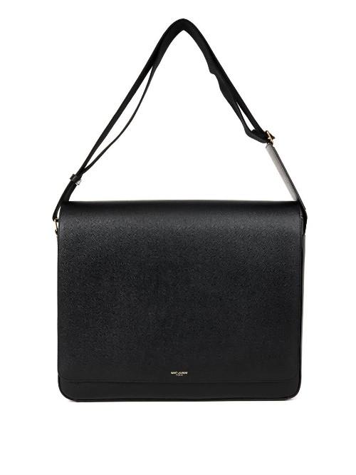 Saint Laurent Grained-leather Messenger Bag