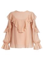 See By Chloé Ruffle-trimmed Cotton And Silk-blend Top