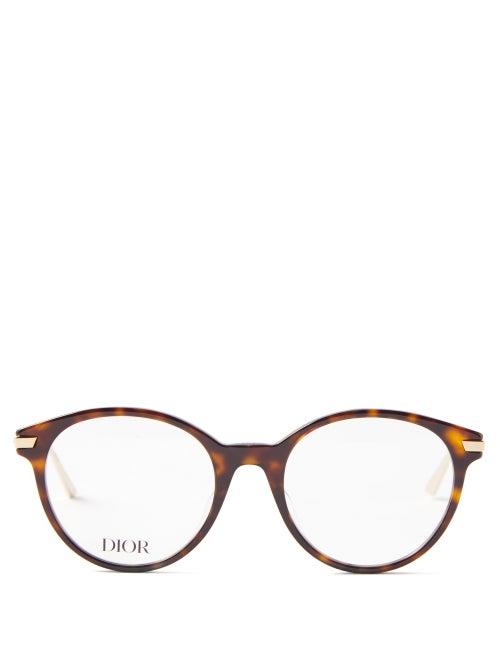 Dior - Gemdioro Round Acetate And Metal Glasses - Womens - Brown Gold
